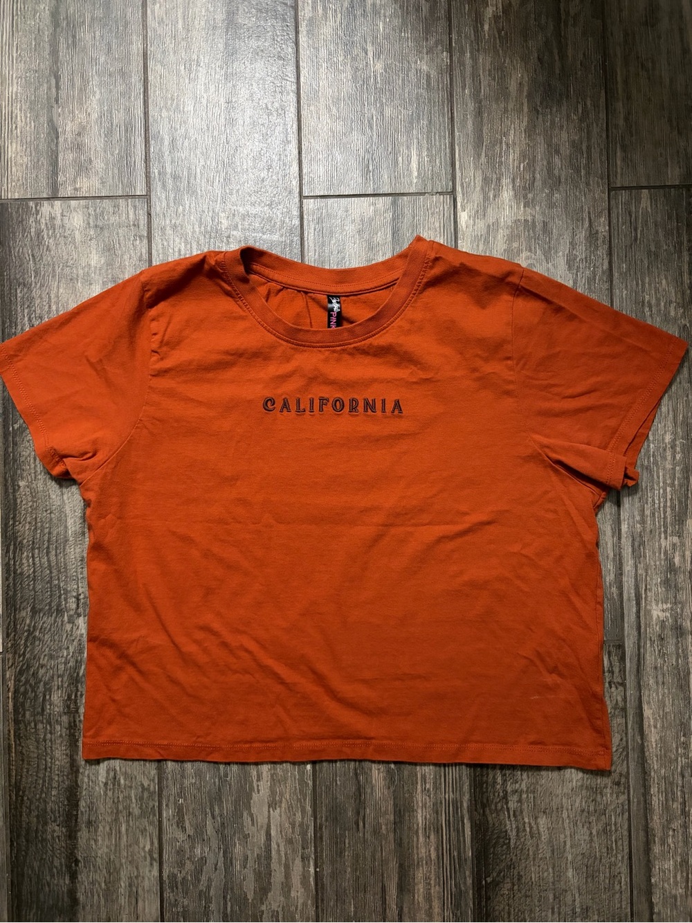 Orange 'California' Crop Tee - Casual Crewneck Crop Top